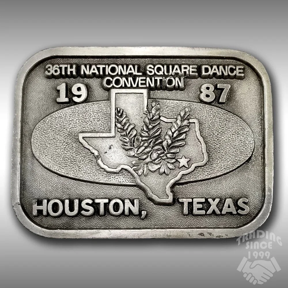 Vintage 1987 36th National Square Dance Convention Belt‎ Buckle Houston Texas